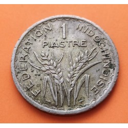 INDOCHINA 1 PIASTRA 1947 DAMA y FLORES KM.32 MONEDA DE NICKEL MBC French Indochine colonia de Francia