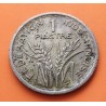 INDOCHINA 1 PIASTRA 1947 DAMA y FLORES KM.32 MONEDA DE NICKEL MBC French Indochine colonia de Francia