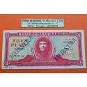 @MUESTRA DE FABRICA nº 3917 SPECIMEN@ CUBA 3 PESOS 1983 ERNESTO CHE GUEVARA Pick CS.17.C BILLETE SC UNC BANKNOTE