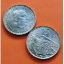 ESPAÑA 25 PESETAS 1957 * 65 ESTADO ESPAÑOL FRANCISCO FRANCO @SI PLUS ULTRA@ KM.787 MONEDA DE NICKEL SIN CIRCULAR SC