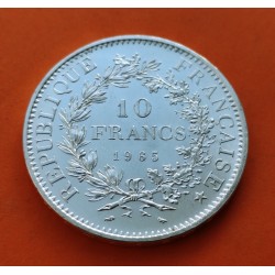0,72 ONZAS x FRANCIA 10 FRANCOS 1965 HERCULES TRES GRACIAS KM.932 MONEDA DE PLATA SC France 10 Francs silver R/1