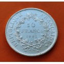 0,72 ONZAS x FRANCIA 10 FRANCOS 1965 HERCULES TRES GRACIAS KM.932 MONEDA DE PLATA SC France 10 Francs silver R/1