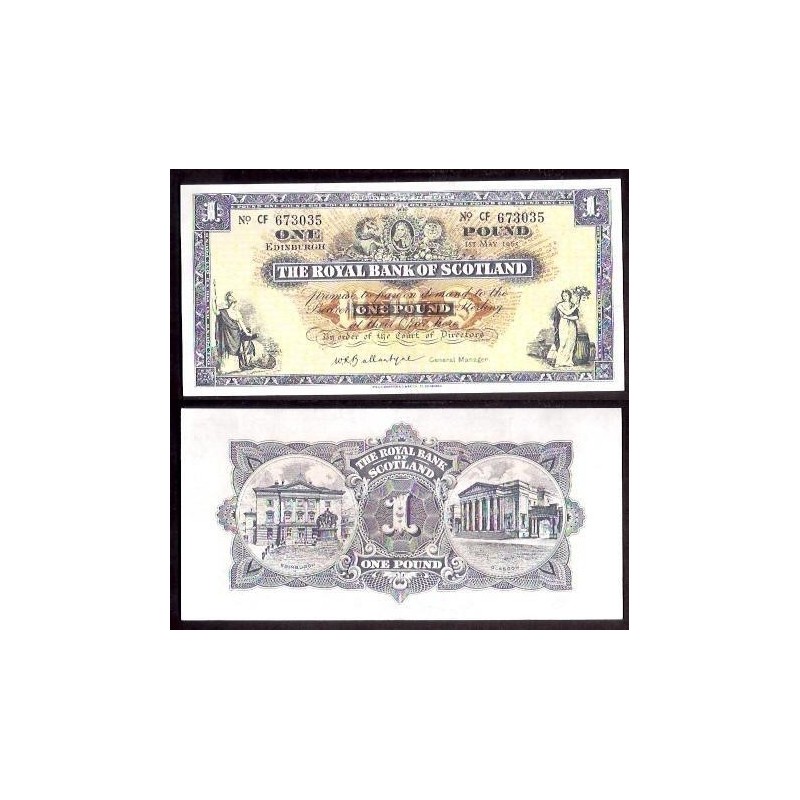 ESCOCIA 1 LIBRA 1965 THE ROYAL BANK OF SCOTLAND RBS EDINBURG Firma BALLANTYNE Pick 325A BILLETE SC @DOBLEZ CENTRAL@