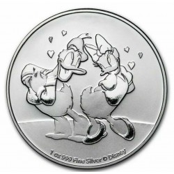 . 1 aaacoin NIUE 2 DOLARES 2021 Serie DISNEY EL PATO DONALD & DAISY MONEDA DE PLATA silver OZ OUNCE ONZA