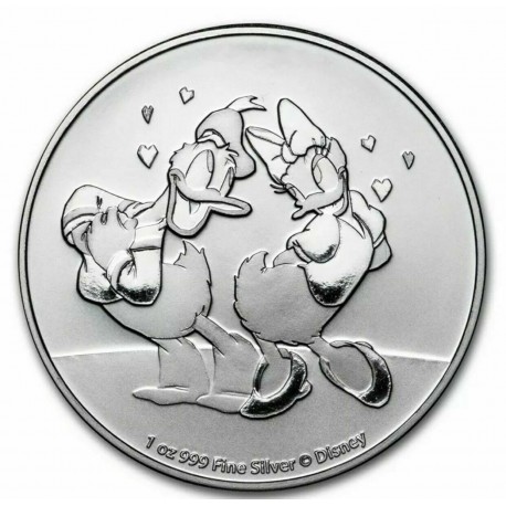 . 1 aaacoin NIUE 2 DOLARES 2021 Serie DISNEY EL PATO DONALD & DAISY MONEDA DE PLATA silver OZ OUNCE ONZA