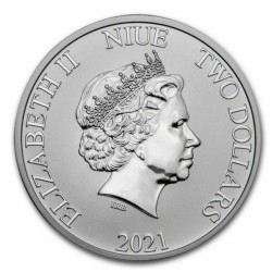 @1 ONZA 2021@ NIUE 2 DOLARES 2021 Serie DISNEY EL PATO DONALD & DAISY MONEDA DE PLATA SC silver OZ OUNCE