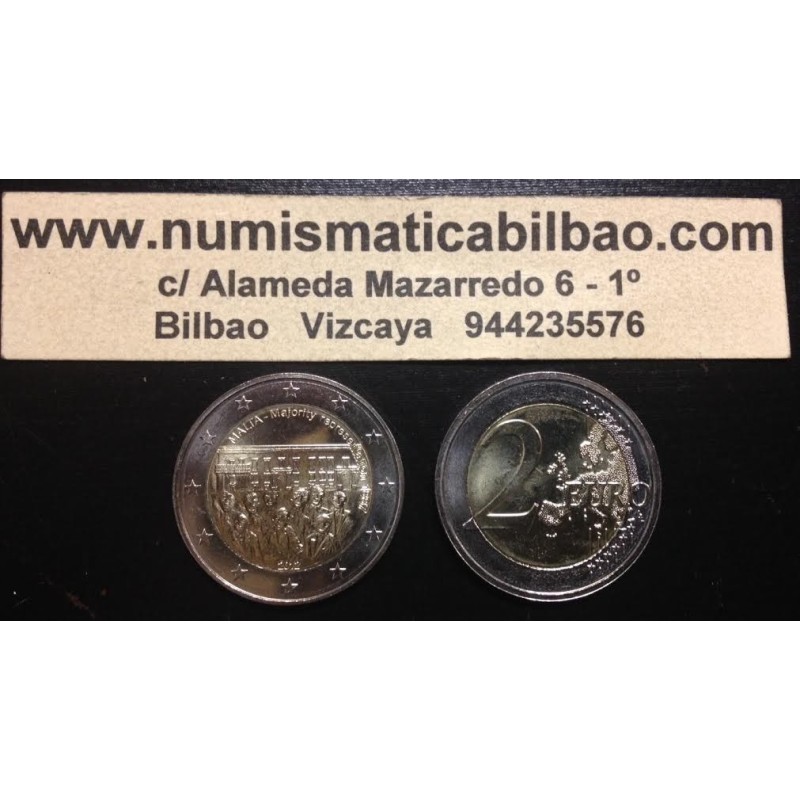 MALTA 2 EUROS 2012 REPRESENTACION MAYORITARIA DE 1887 CONSTITUCION @RARA@ SC BIMETALICA MONEDA CONMEMORATIVA
