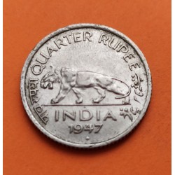 INDIA 1/4 RUPIA 1947 TIGRE y REY JORGE VI India Británica KM.548 MONEDA DE NICKEL MBC British Colony