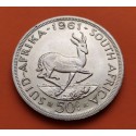 SUDAFRICA 50 CENTIMOS 1961 EENDRAG MAAK MAG y ANTILOPE KM.62 MONEDA DE PLATA @PROOFLIKE@ SUD SOUTH AFRICA silver