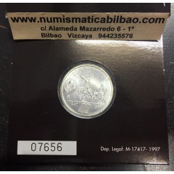 ESPAÑA CARTERA FNMT 2000 PESETAS 1997 DON QUIJOTE DE LA MANCHA y SANCHO PANZA MONEDA DE PLATA SC ESTUCHE OFICIAL PEGATINA