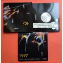 ESPAÑA CARTERA FNMT 2000 PESETAS 1997 DON QUIJOTE DE LA MANCHA y SANCHO PANZA MONEDA DE PLATA SC ESTUCHE OFICIAL PEGATINA