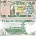 ZAMBIA 20 KWACHA 1980 PRESIDENTE y RECOLECTORA DE MAIZ PICK 27E BILLETE SC BANKNOTE UNC AFRICA