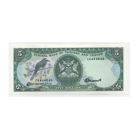 TRINIDAD y TOBAGO 5 DOLARES 1985 PAJARO Pick 37 BILLETE SC UNC BANKNOTE $5 Dollars