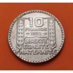 FRANCIA 10 FRANCOS 1930 BUSTO DE DAMA Ceca de TURIN KM.878 MONEDA DE PLATA MBC France Silver 10 Francs R/1
