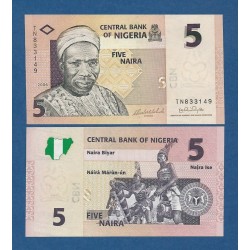 NIGERIA 5 NAIRA 2009 ALHAJI SIR ABUBAKAR TAFAWA y BAILE TRIBAL Pick 32 BILLETE DE PLASTICO SC Africa UNC BANKNOTE