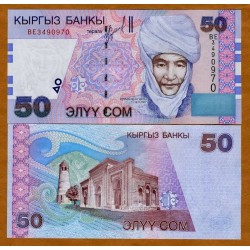 KIRIGUISTAN 50 SOM 2002 MONJE CON TURBANTE Pick 20 BILLETE SC Kirguistan Kyrgyzstan UNC BANKNOTE