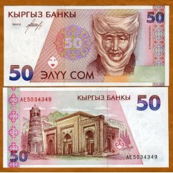 KIRIGUISTAN 50 SOM 1994 MONJE CON TURBANTE Pick 11 BILLETE SC Kirguistan Kyrgyzstan UNC BANKNOTE