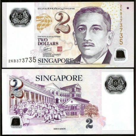 SINGAPUR 2 DOLARES 2006 NIÑOS EN LA ESCUELA y PRESIDENTE Pick 46A BILLETE SC @PLASTICO@ Singapore $2 UNC BANKNOTE