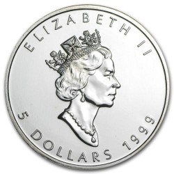 CANADA 5 DOLARES 1999 HOJA DE ARCE MONEDA DE PLATA PURA SC $5 Dollars Coin ONZA OZ OUNCE MAPLE LEAF