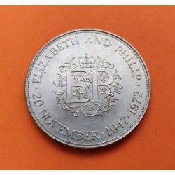 INGLATERRA 25 PENIQUES 1972 BODAS DE PLATA KM.917 MONEDA DE NICKEL EBC UK Silver Wedding 25 Pence