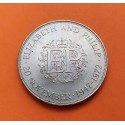 INGLATERRA 25 PENIQUES 1972 BODAS DE PLATA KM.917 MONEDA DE NICKEL EBC UK Silver Wedding 25 Pence