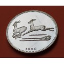 @RARA y MARCAS@ GUINEA ECUATORIAL 2000 EKUELE 1980 GACELAS KM.56 MONEDA DE PLATA PROOF GAZELLE