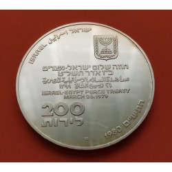 ISRAEL 200 LIROT 1980 TRATADO DE PAZ CON EGIPTO KM.104 MONEDA DE PLATA @IMPERFECCIONES@ silver coin