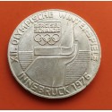 0,50 ONZAS x AUSTRIA 100 SCHILLINGS 1976 INNSBRUCK AROS y RAMPA DESCENSO SLALOM Reverso con AGUILA MONEDA DE PLATA EBC/SC-