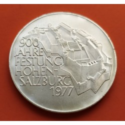0,50 ONZAS x AUSTRIA 100 SCHILLINGS 1977 VISTA AEREA DE SALZBURGO KM.2935 MONEDA DE PLATA SC- Osterreich