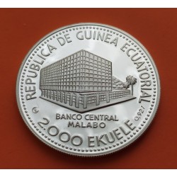 @RARA y MARCAS@ GUINEA ECUATORIAL 2000 EKUELE 1980 CEBRA AFRICANA KM.55 MONEDA DE PLATA PROOF