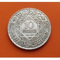 MARRUECOS 10 FRANCOS 1934 AH1352 ESTRELLA DE MOHAMMED V y VALOR KM.8 MONEDA DE PLATA EBC- Morocco
