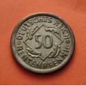 @RARA@ ALEMANIA 50 RENTENPFENNIG 1924 G CEREALES República del WEIMAR KM.34 MONEDA DE LATON EBC Germany 50 Reichspfennig