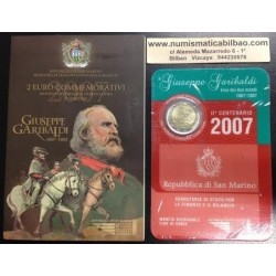 @RARA@ SAN MARINO 2 EUROS 2007 GIUSEPPE GARIBALDI SC MONEDA CONMEMORATIVA EN ESTUCHE BLISTER OFICIAL