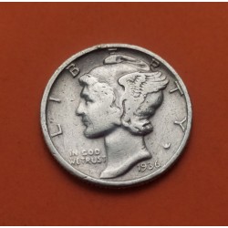 ESTADOS UNIDOS 10 CENTAVOS DIME 1936 P MERCURY KM.140 MONEDA DE PLATA MBC USA 10 cents