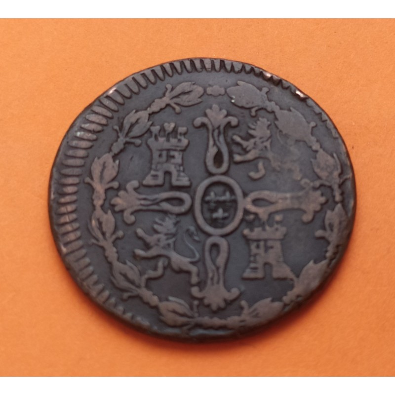 ESPAÑA Rey FERNANDO VII 8 MARAVEDIES 1817 Ceca de JUBIA KM.461 MONEDA DE COBRE MBC- Spain 8 Maravedis R/2