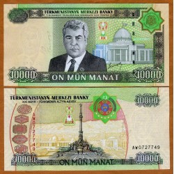 TURKMENISTAN 10000 MANAT 2005 MONOLITO DEL ORGULLO y PRESIDENTE Pick 16 BILLETE SC UNC BANKNOTE