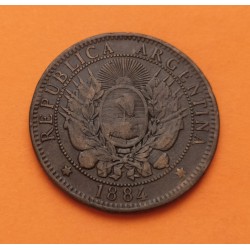 ARGENTINA 2 CENTAVOS 1884 DAMA LIBERTAD KM.33 MONEDA DE BRONCE MBC + Latin Monetary Union