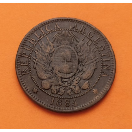ARGENTINA 2 CENTAVOS 1884 DAMA LIBERTAD KM.33 MONEDA DE BRONCE MBC + Latin Monetary Union