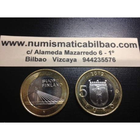 5 EUROS 2013 FINLANDIA Nº 15 LAPONIA PUENTE SC MONEDA BIMETALICA