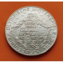 0,50 ONZAS x AUSTRIA 100 SCHILLINGS 1976 ESQUIADOR Reverso con ESCUDO PEQUEÑO KM.2928 MONEDA DE PLATA SC- Osterreich silver