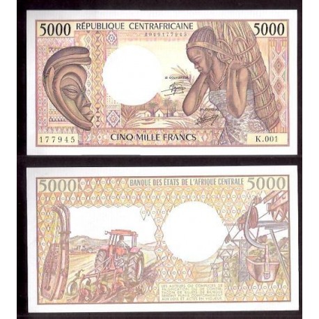 CENTRAL AFRICAN REPUBLIC 5000 FRANCOS 1984 Pick 12.A SC FRANCS