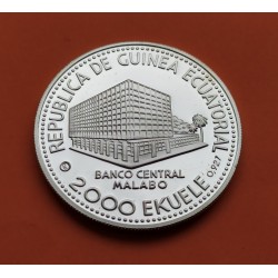 @RARA y MARCAS@ GUINEA ECUATORIAL 2000 EKUELE 1980 CEBRA AFRICANA KM.55 MONEDA DE PLATA PROOF