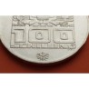 0,60 ONZAS x AUSTRIA 100 SCHILLINGS 1976 ESQUIADOR Reverso con AGUILA PEQUEÑA KM.2928 MONEDA DE PLATA SC- Osterreich silver