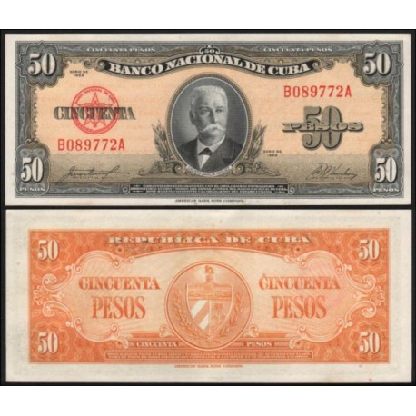 CUBA 50 PESOS 1958 CALIXTO GARCIA IÑIGUEZ Serie B5963368A Pick 81B BILLETE SC Caribe UNC BANKNOTE