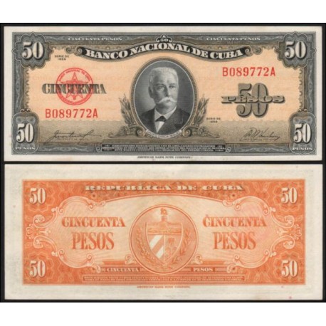 50 PESOS 1958 CALIXTO GARCIA IÑIGUEZ Serie B5963368A Pick 81B BILLETE SC Caribe UNC BANKNOTE