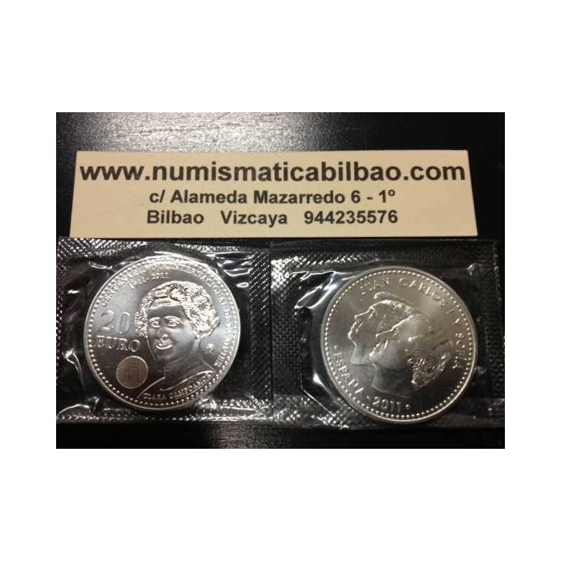 ESPAÑA 20 EUROS 2011 CLARA CAMPOAMOR CENTENARIO DEL DIA DE LA MUJER MONEDA DE PLATA SC
