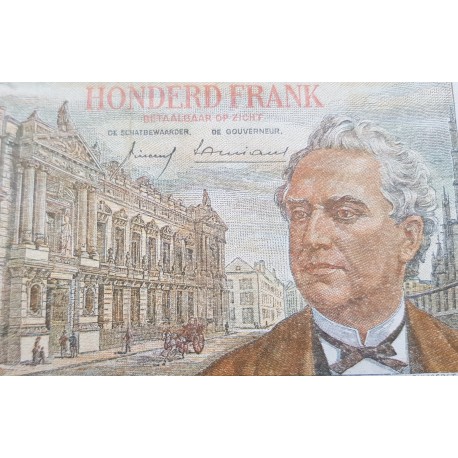 BELGICA 100 FRANCOS 1959 ANSIAUX VICENT Pick 129A BILLETE MBC Belgium 100 Francs banknote PVP NUEVO 180€