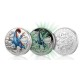 6ª moneda AUSTRIA 3 EUROS 2021 Serie DINOSAURIOS - THERIZINOSAURUS NICKEL SC COLORES SE ILUMINA EN LA NOCHE Österreich