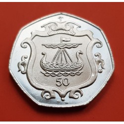 GIBRALTAR 50 PENIQUES 1989 CHRISTMAS KM*31 NICKEL PROOF 50 Pence