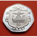 ISLA DE MAN 50 PENIQUES 1985 BARCO VIKINGO 500 AÑOS COLLEGE OF ARMS 3º Retrato KM.148 MONEDA DE NICKEL LUJO 50 Pence UK colony